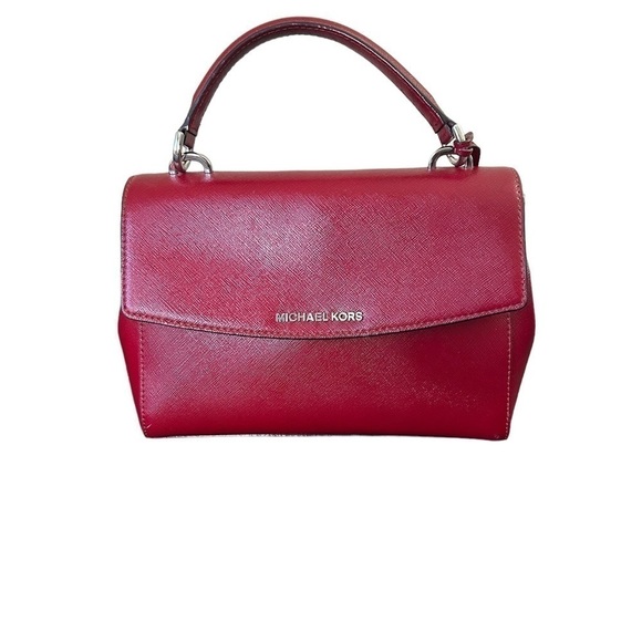 Michael Kors Ava Small Leather Satchel Cherry • Pre-Owned​ - Picture 1 of 8